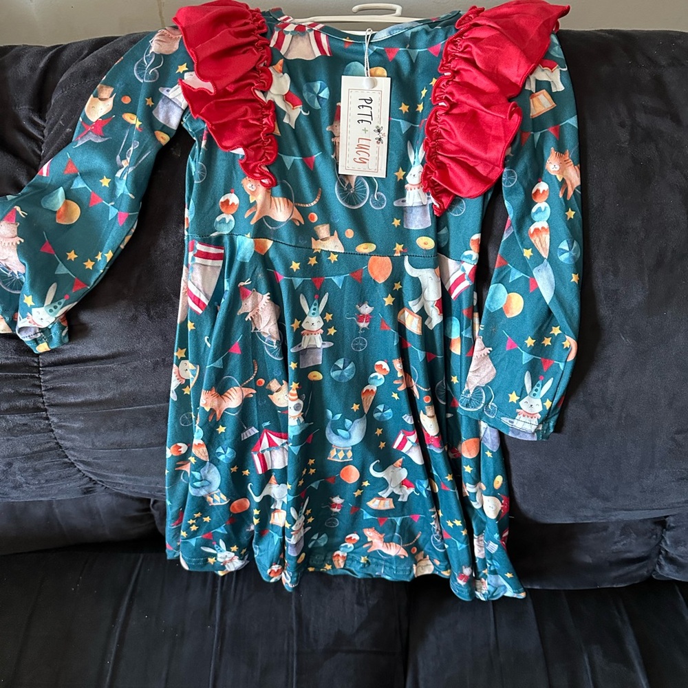 Pete and Lucy  Kids Dress - Red and Green